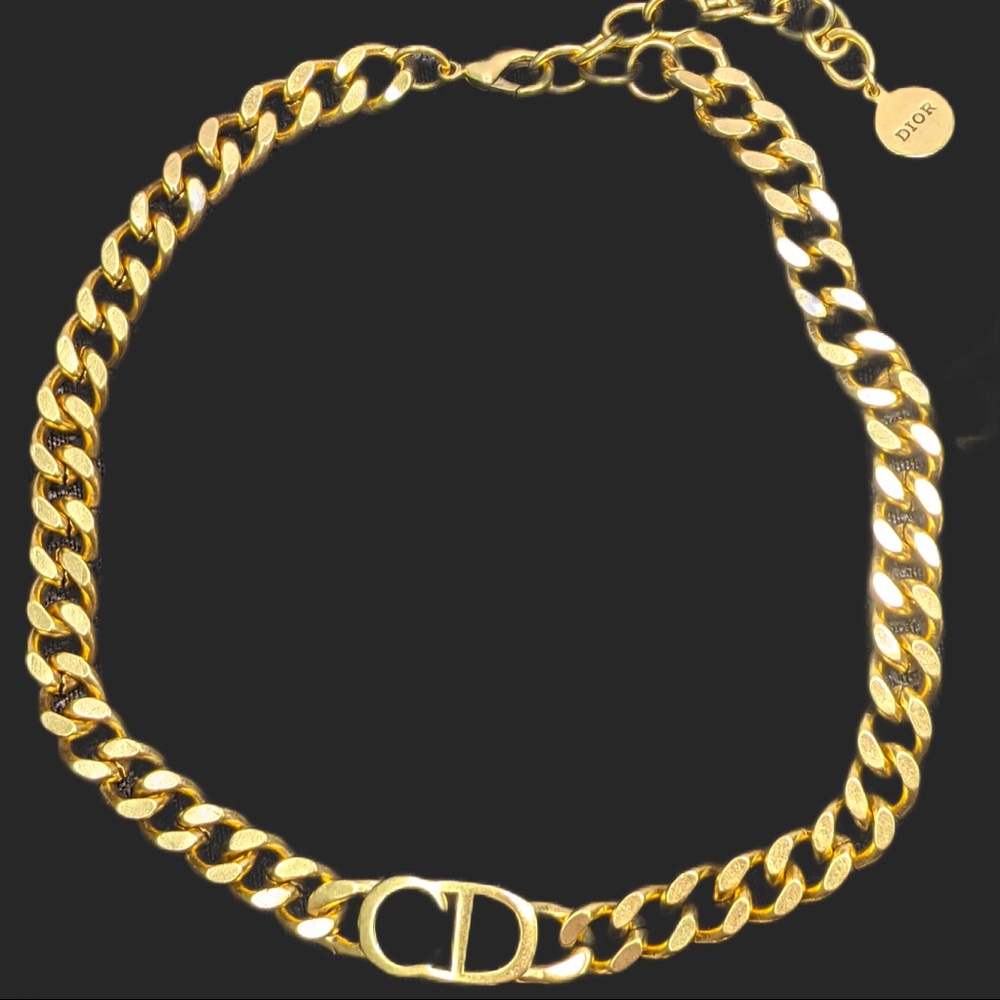 Like New Christian Dior Gold Tone Choker